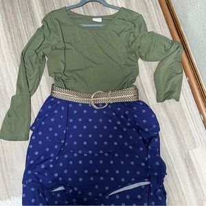 LuLaRoe Georgia Dress XXL 2XL Green Blue Polkadots EUC